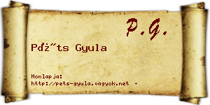 Péts Gyula névjegykártya